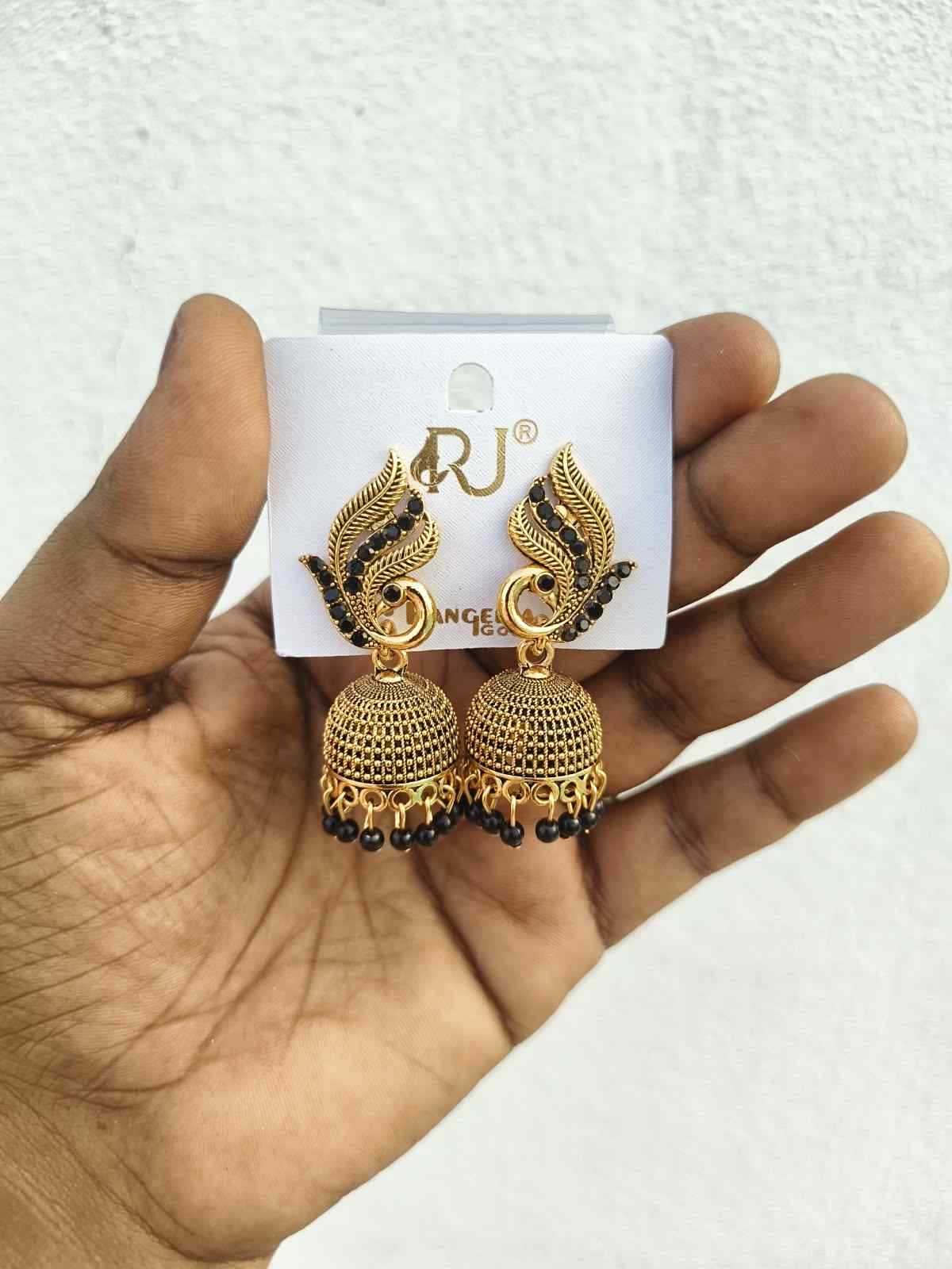 Gold-tone alloy jhumka earrings