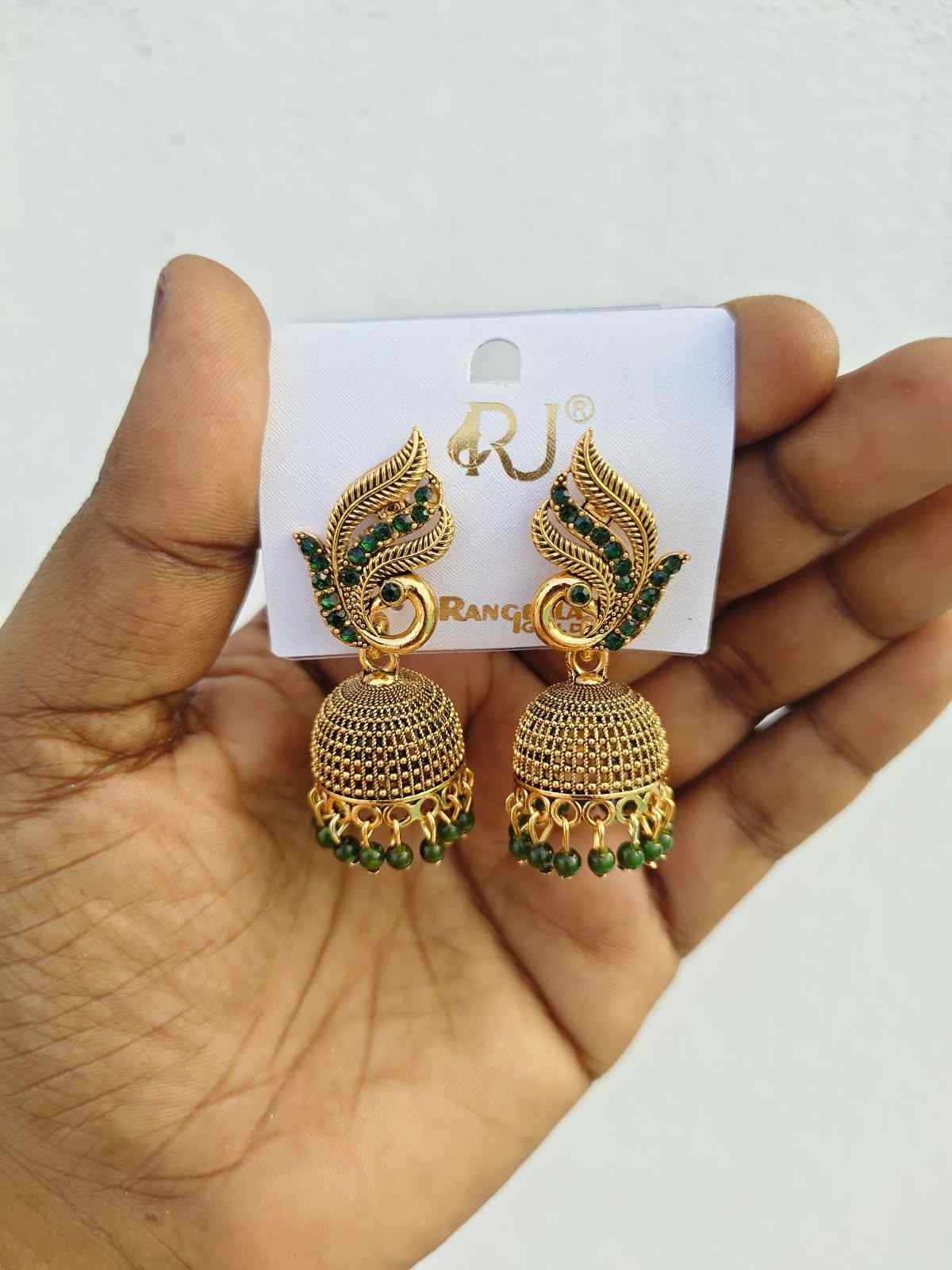 Peacock jhumka earrings