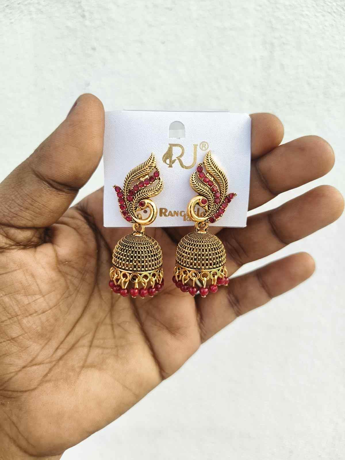 Gold-plated jhumka earrings